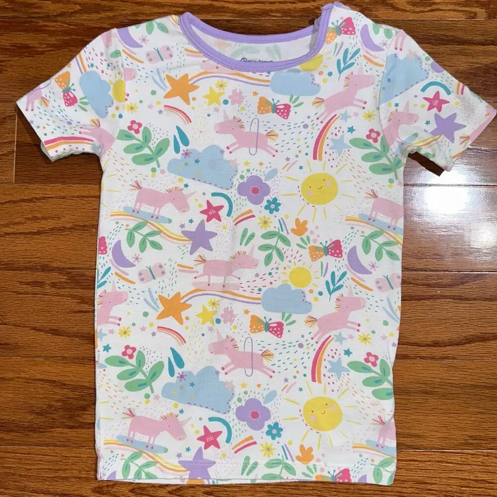 Magnetic Me Girls Sunny Day Vibes Unicorn Flower Soft Modal Pajama Shirt Size 4T